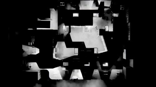 Night time render of cores within the courtyards.