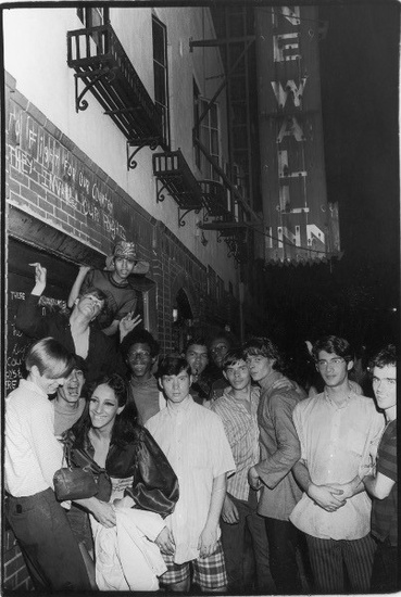 FIG. 1: Stonewall participants standing in front of the Stonewall Inn, June 29, 1969. Photograph by Fred W. McDarragh/Getty Images.