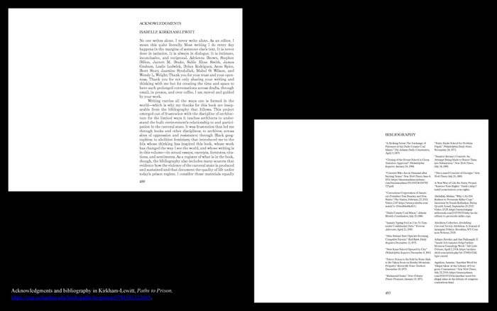 IKL presentation slide: acknowledgements and bibliography in *Paths to Prison*