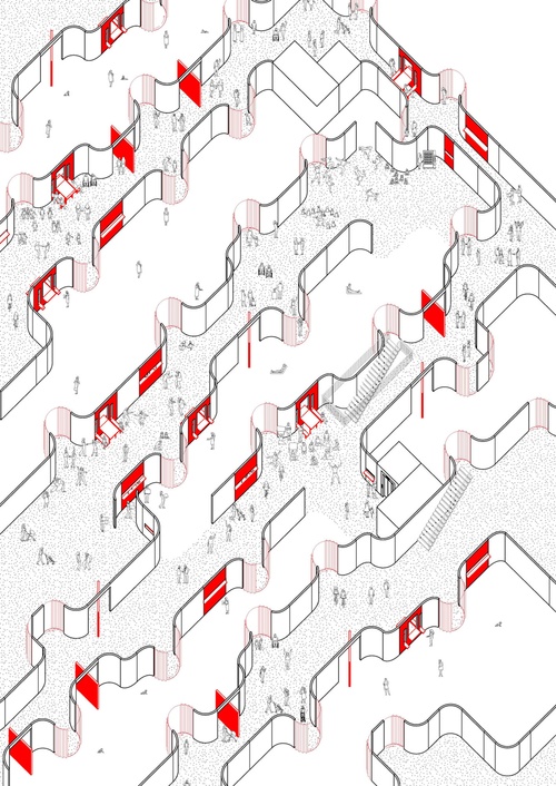 Diagram of operable walls on ground level.
