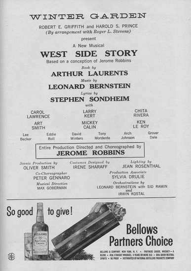 FIG. 7: West Side Story, Playbill title page, 1957.