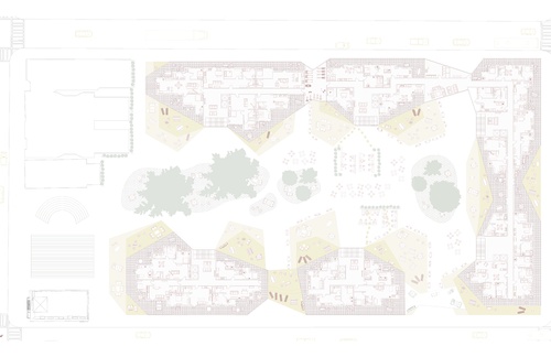 Typical floor plan of units surrounding courtyard.