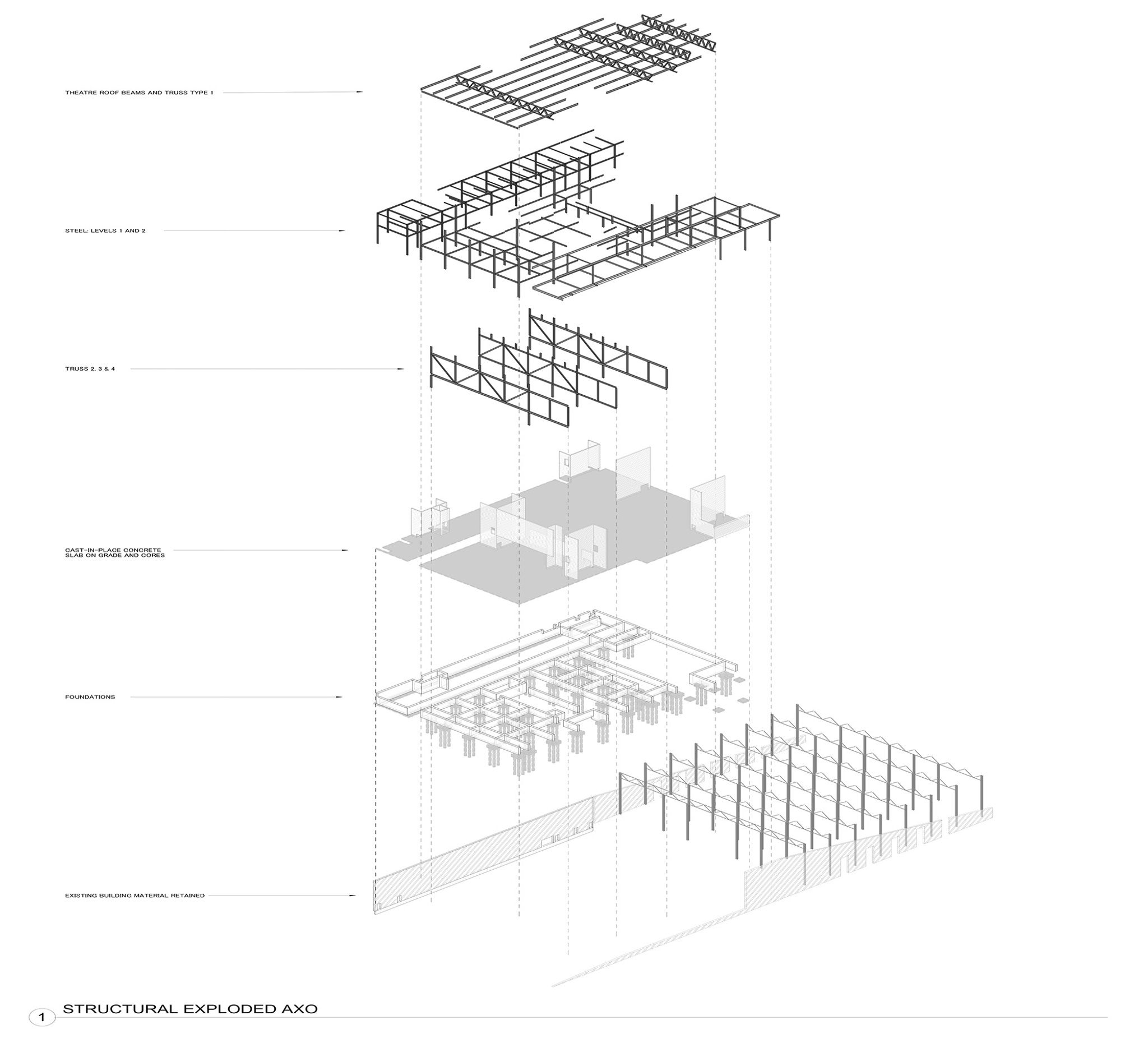 Structural Exploded Axonometric - Columbia GSAPP