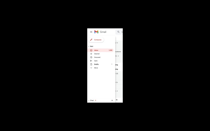 IT presentation slide: screenshot of Gmail email interface side bar