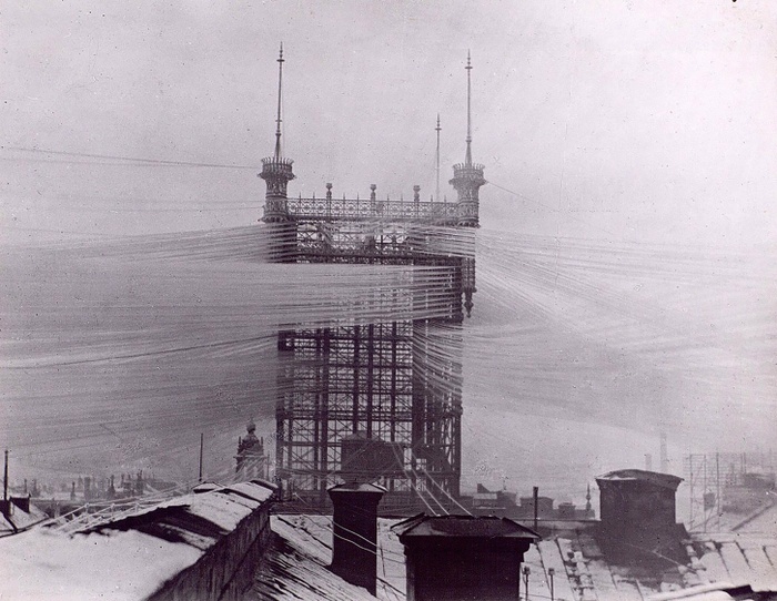 Fig 2: Stockholm telephone tower, circa 1890. Courtesy of Tekniska museet.